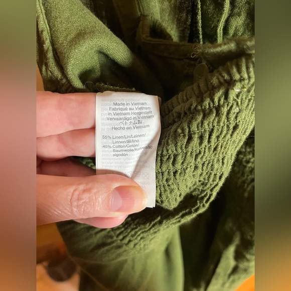 Madewell Overalls Size 00 Wide Leg Ankle Crop Jumpsuit Cotton Linen Green - Picture 10 of 12